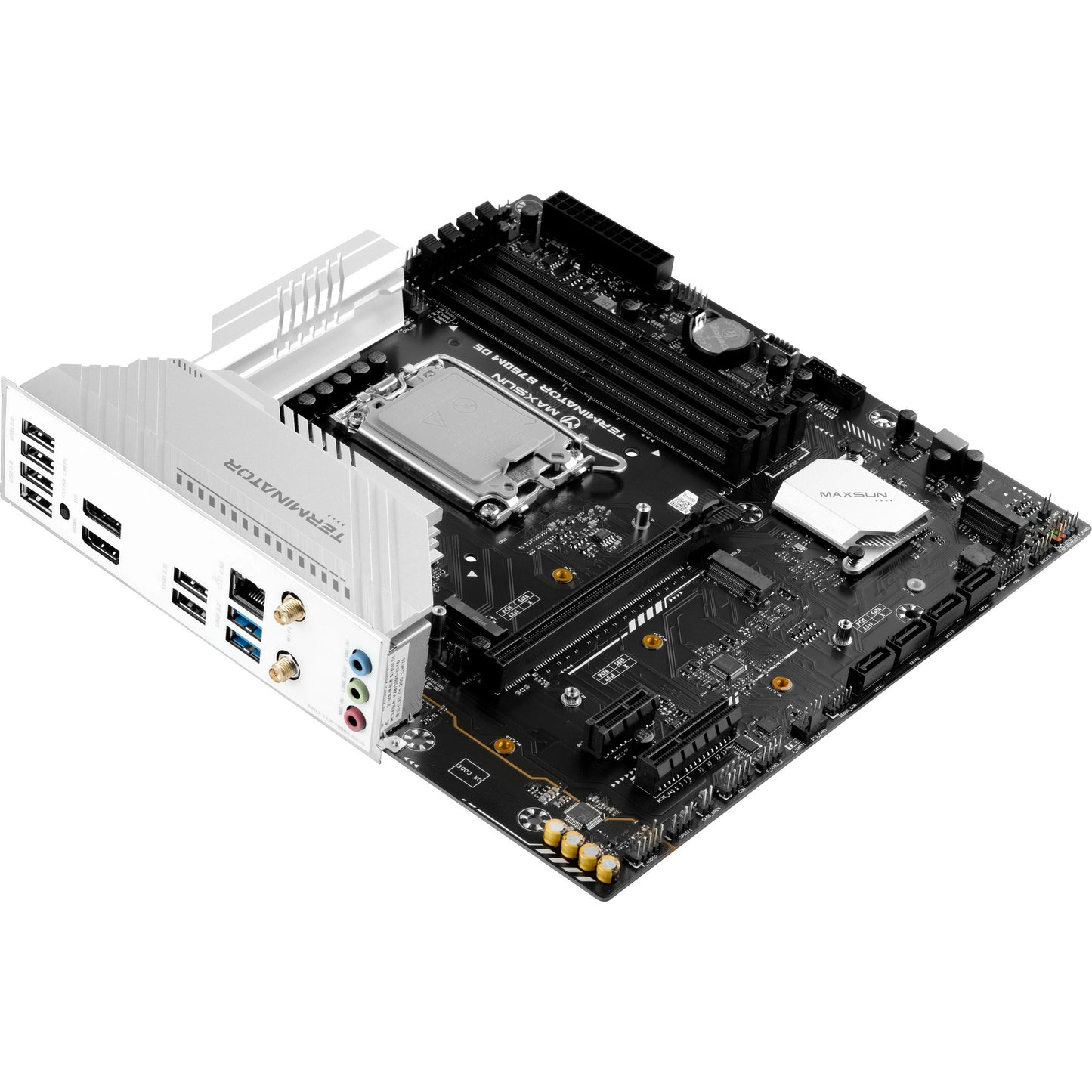 MAXSUN ms-terminator b760m d5 wifi 6e socket 1700 moederbord (zwart, raid, 2.5 gb-lan, wlan, bt, sound, µatx)