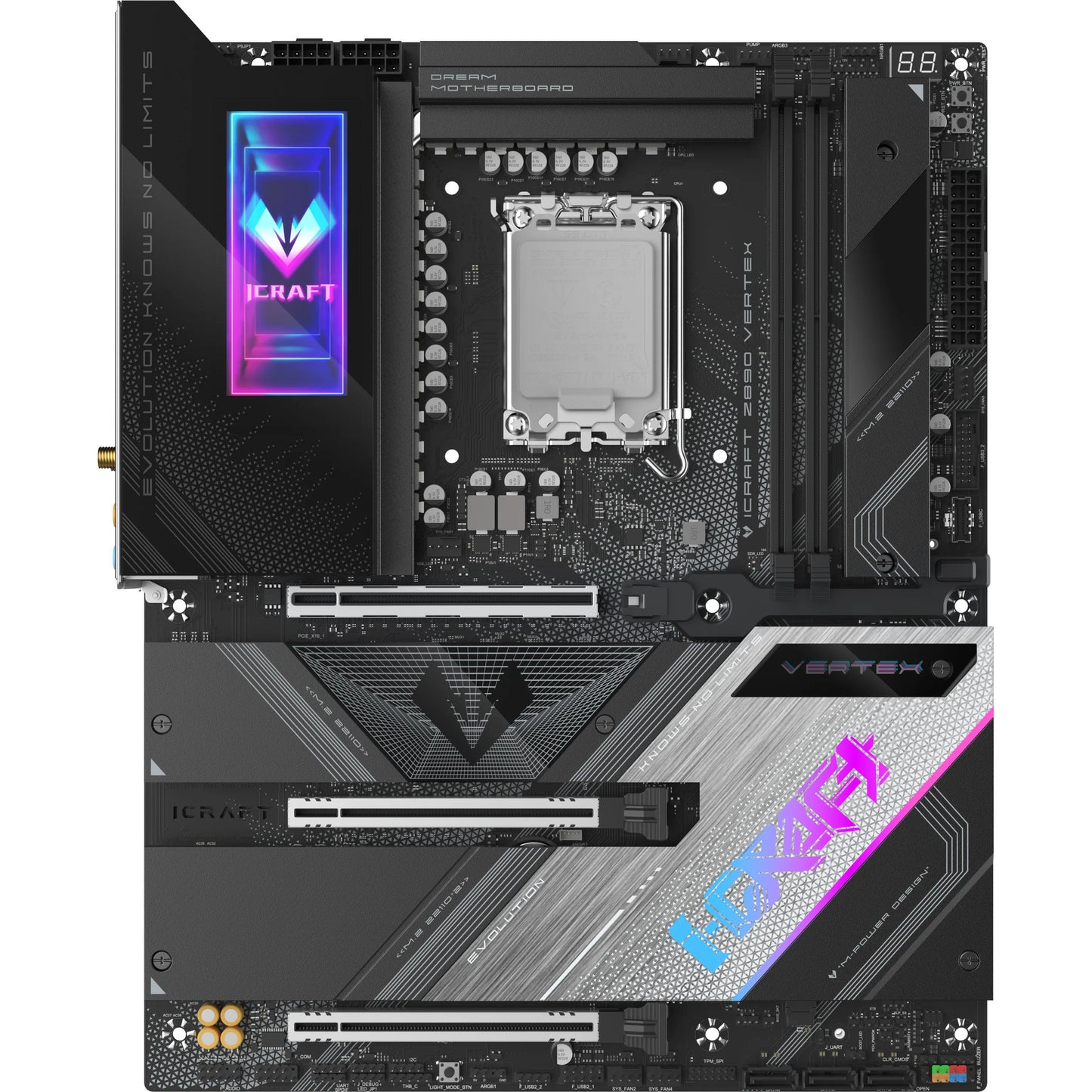 MAXSUN ms-icraft z890 vertex socket 1851 moederbord (zwart, raid, 5 gb-lan, wlan, bt, sound, atx)
