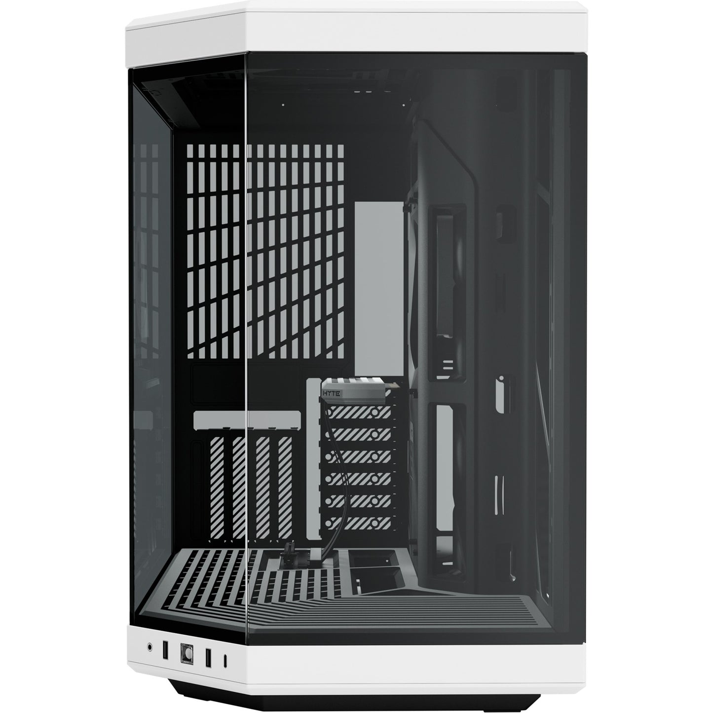 HYTE y70 midi tower behuizing (zwart wit | 2x usb-a | 1x usb-c | tempered glass)