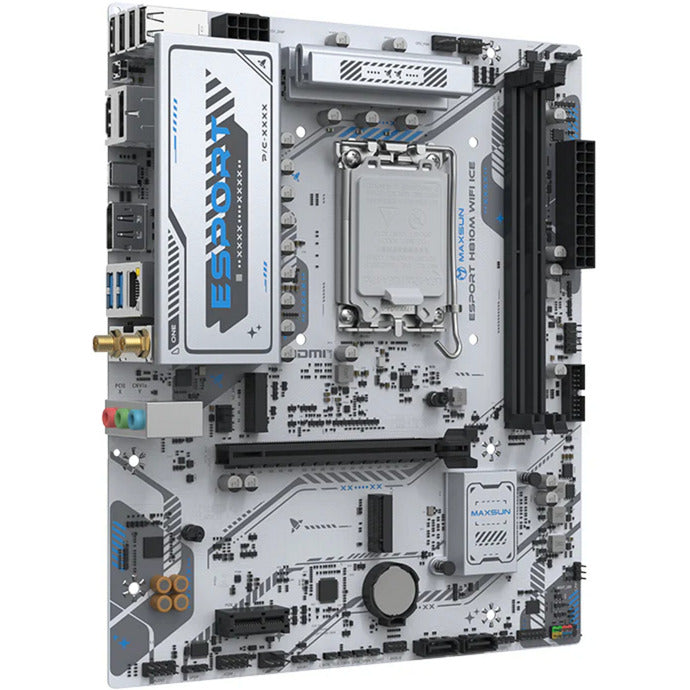 MAXSUN ms-esport h810m wifi ice socket 1851 moederbord (wit, 2.5 gb-lan, wlan, bt, sound, µatx)