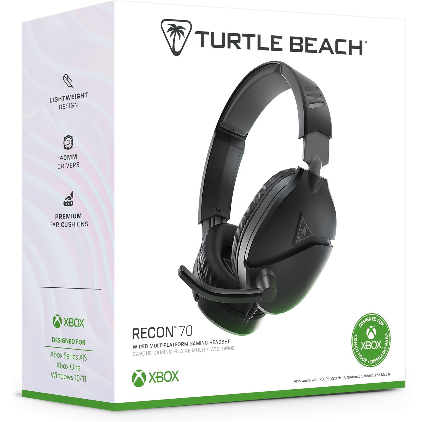 Turtle Beach ear force recon 70x black (2024) over-ear gaming headset (zwart, xbox series x|s, xbox one, ps4, ps5, switch, pc, mobile)