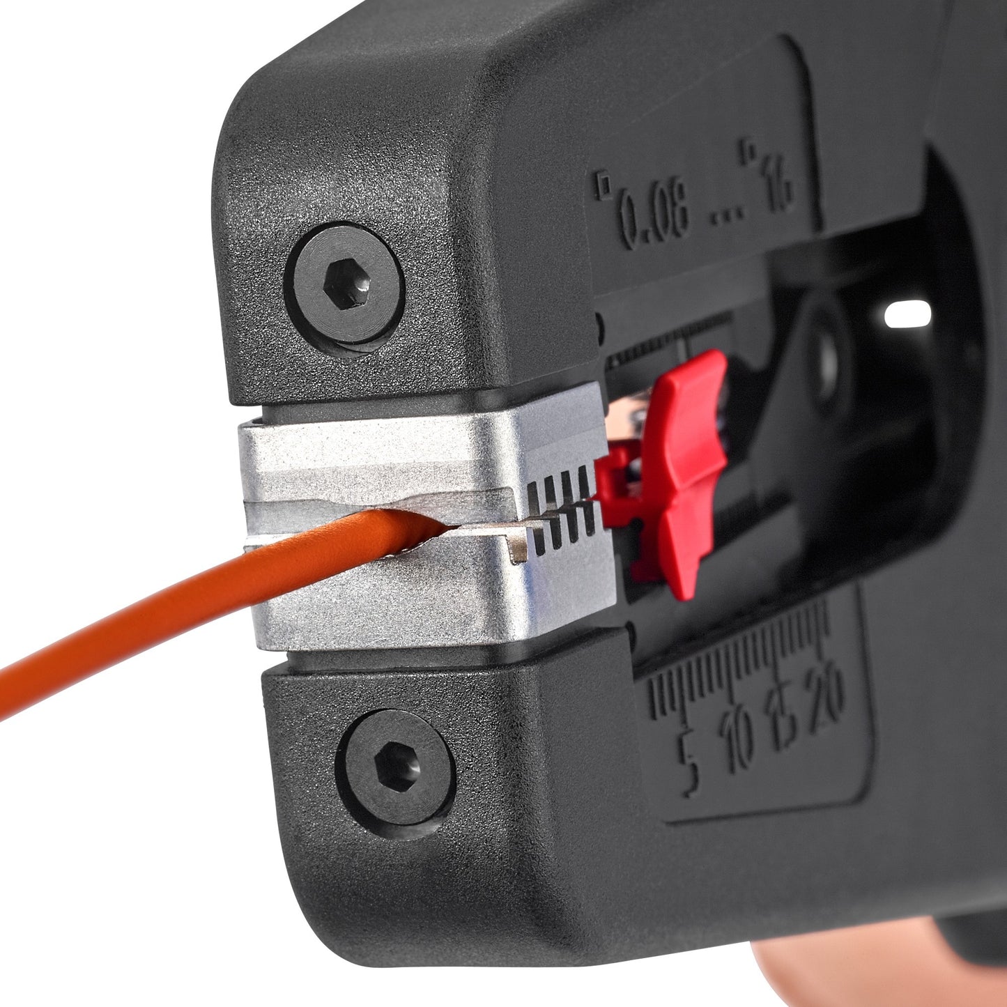 KNIPEX precistrip16 automatische afstriptang (zwart rood, geïntegreerde draadsnijder)