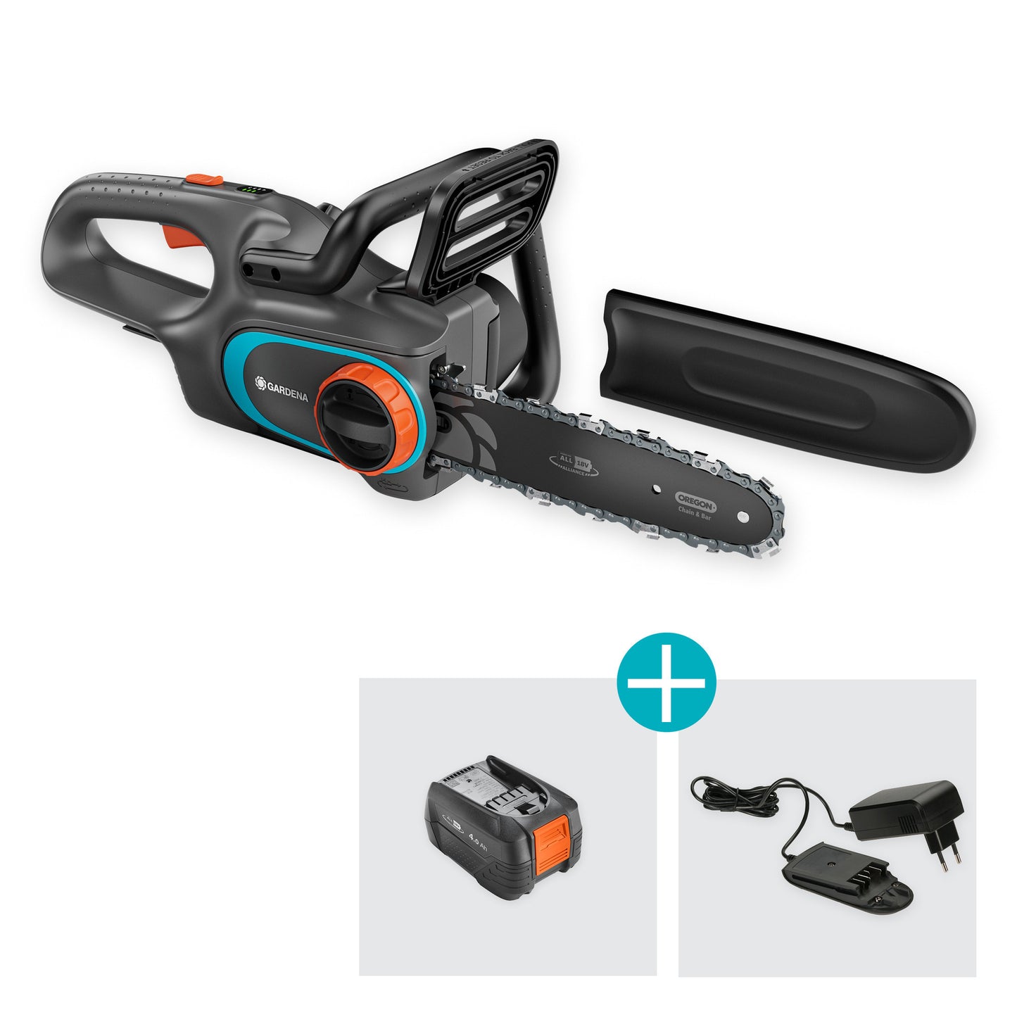GARDENA accukettingzaag powersaw 250 18v solo (grijs turquoise, accu en oplader niet inbegrepen, power for all alliance)