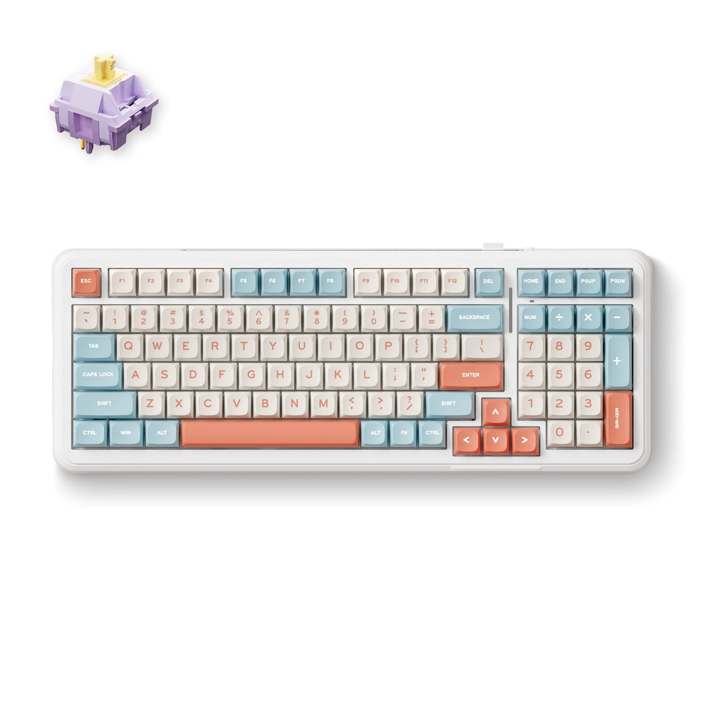 MCHOSE K99 Horizon Orange Hyacinth Wireless Gasket Mount Mechanical RGB toetsenbord (Wit, US lay-out (QWERTY), KTT Hyacinth, RGB, Hot swap, Double-Shot PBT, draadloos | Bluetooth | USB-C)