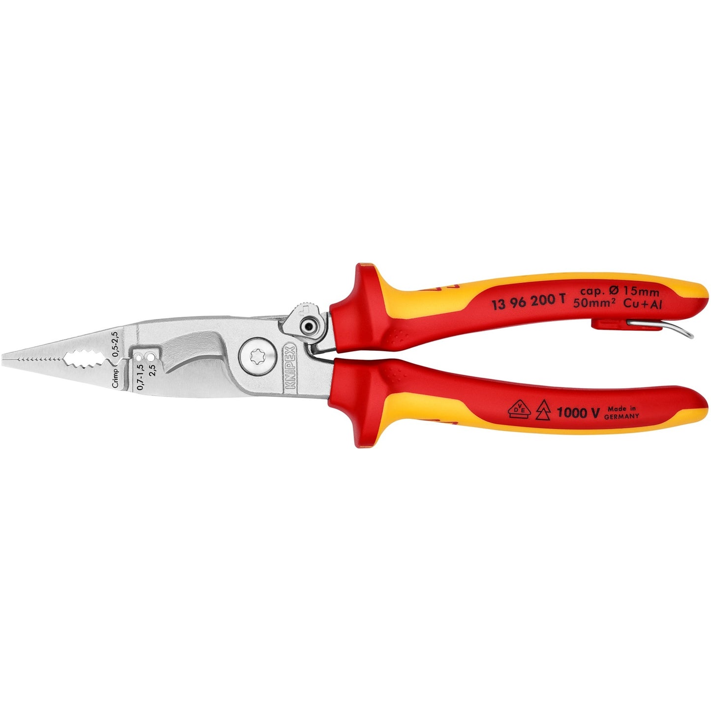 KNIPEX elektro installatietang 13 96 200 t (rood geel)