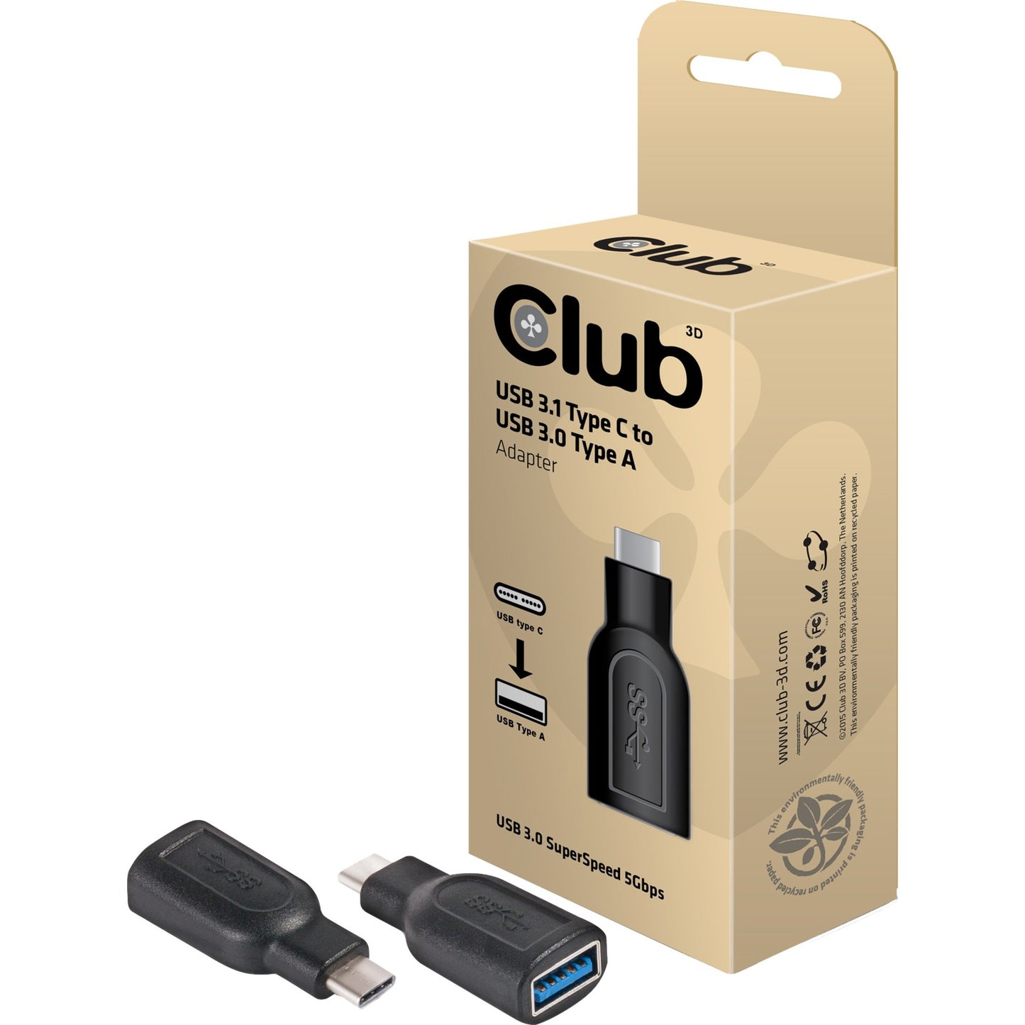 Club 3D usb 3.1 type c - usb 3.0 type a adapter (caa-1521)