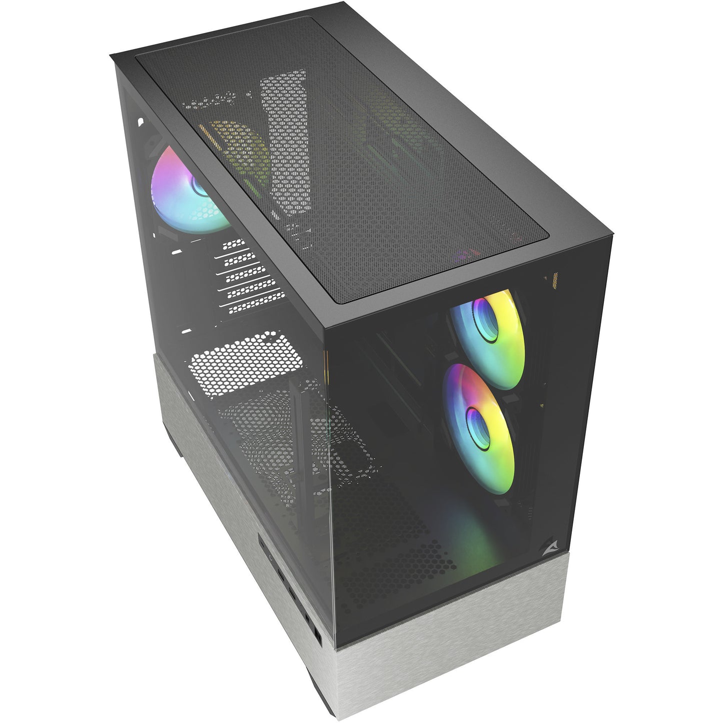 Sharkoon mk7 argb mini tower behuizing (zwart | 2x usb-a | 1x usb-c | rgb | tempered glass)