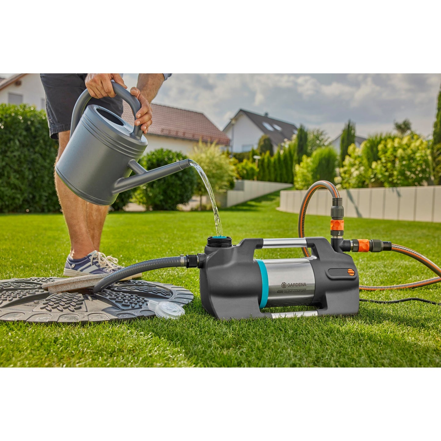 GARDENA besproeiingspomp 6300 silentcomfort (donkergrijs roestvrij staal, 1050 watt | bluetooth)
