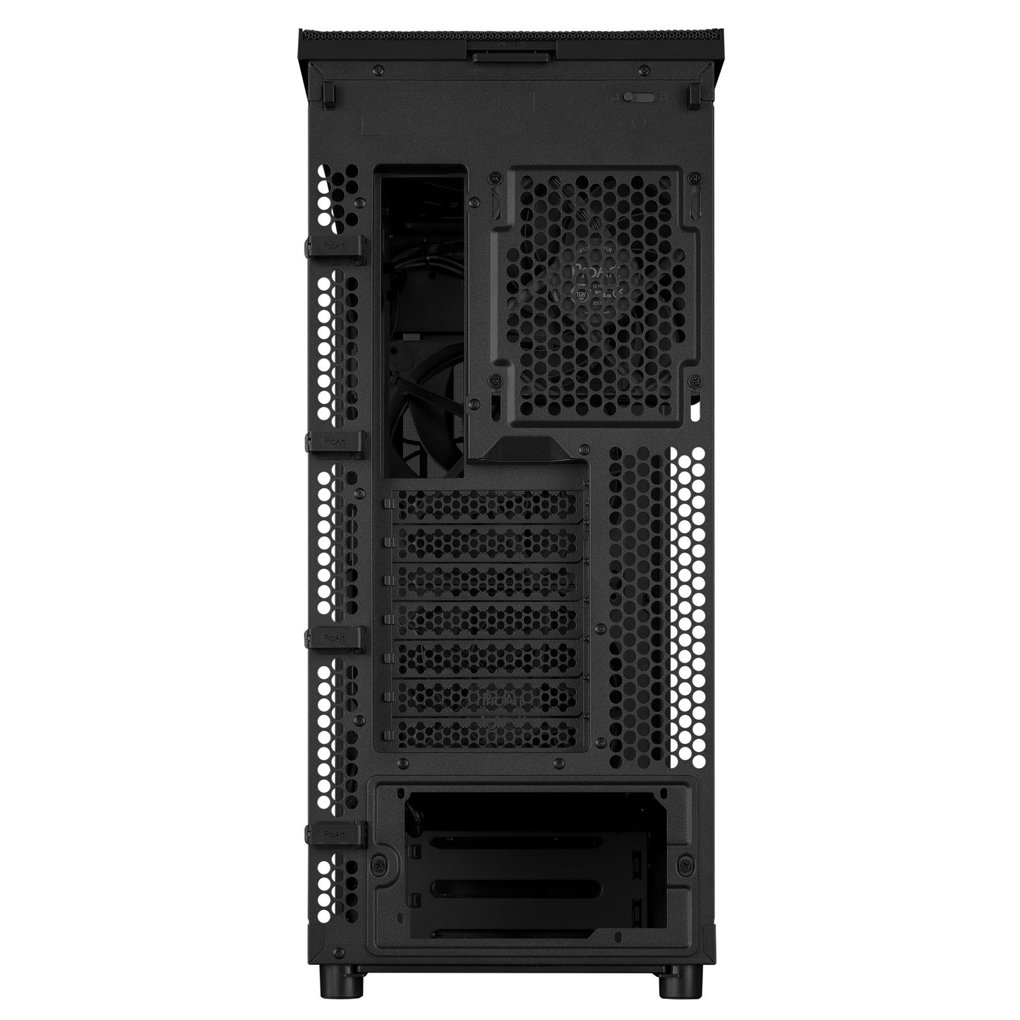 ASUS proart pa401 wood edition - metal panel midi tower behuizing (zwart | 2x usb-a | 1x usb-c)