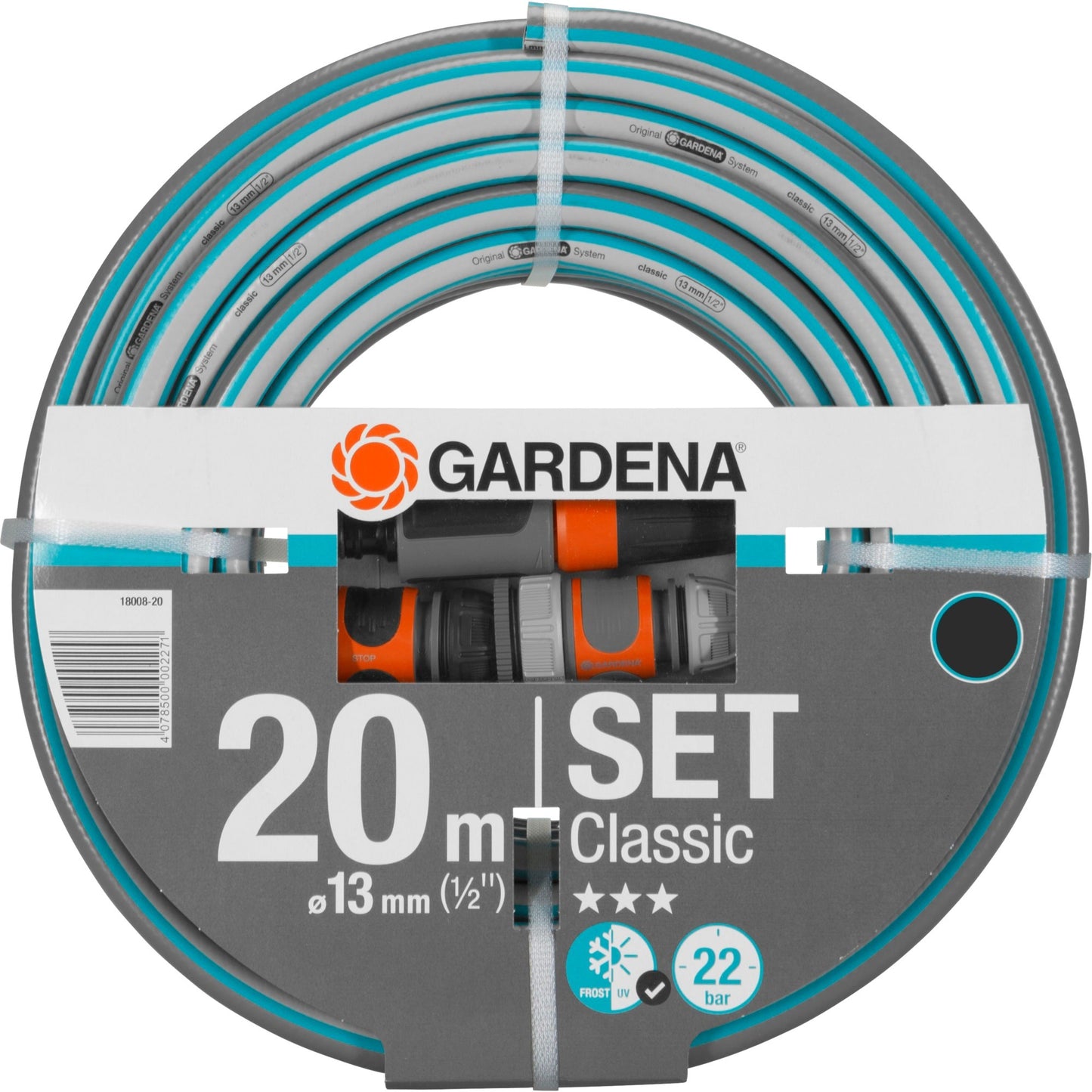 GARDENA classic slang 13 mm (1 2 ), met accessoires (grijs turquoise, 18008-20, 20 m)