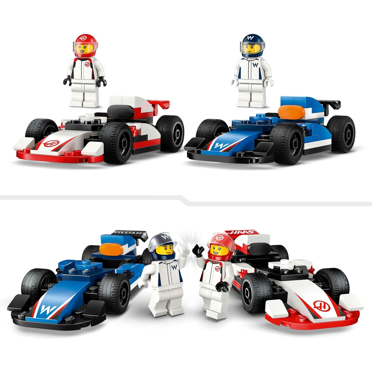 LEGO city 60464 f1 williams racing en haas f1 racewagens