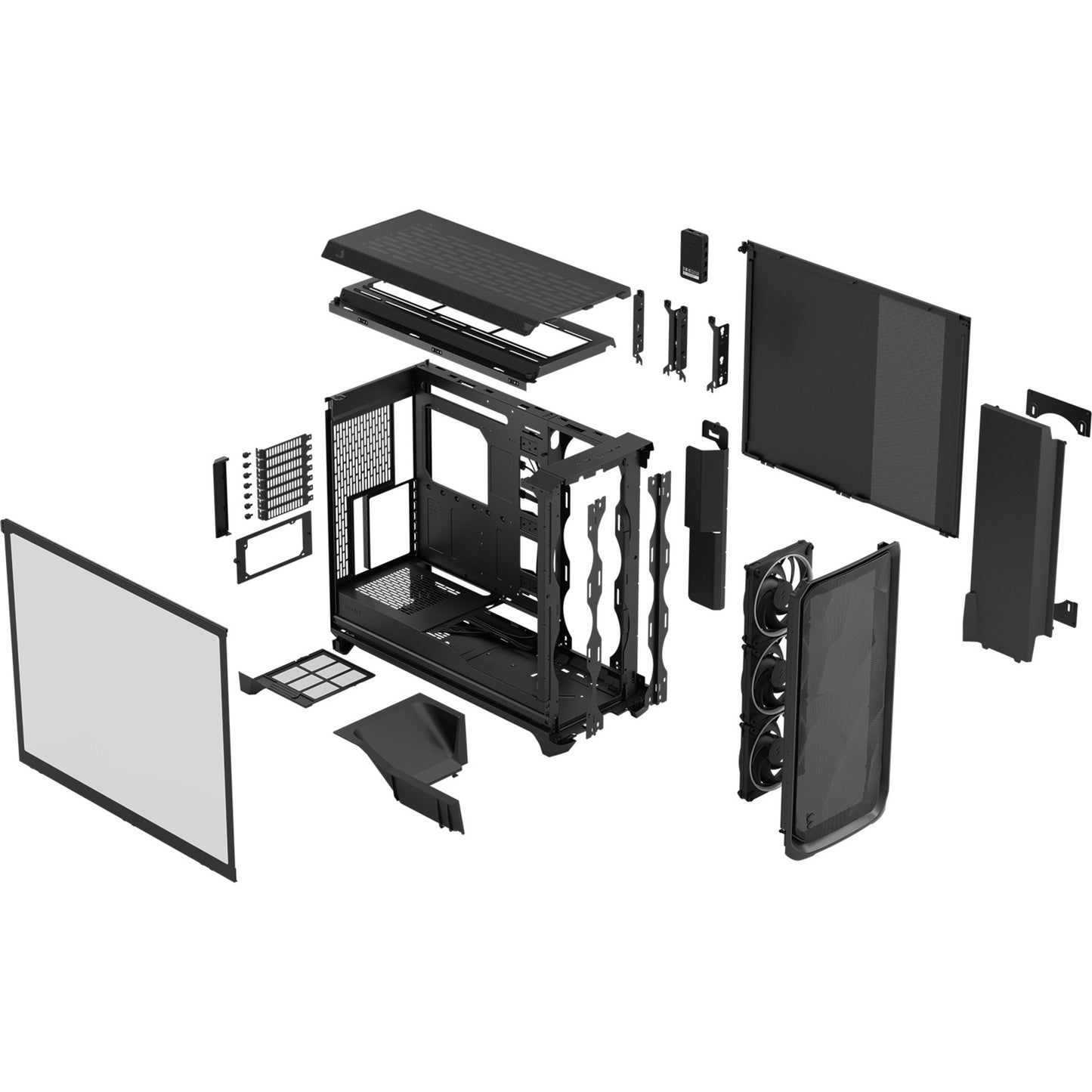 Fractal Design meshify 3 xl ambience pro rgb big tower behuizing (zwart | 2x usb-a | 1x usb-c | rgb | tempered glass)