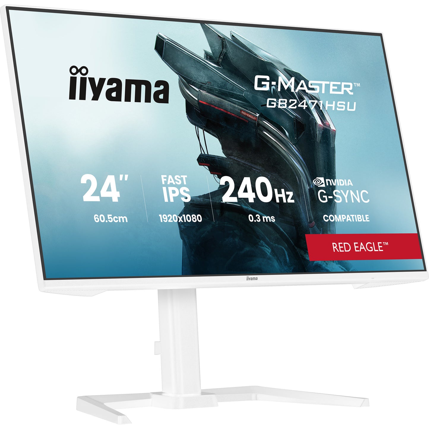 Iiyama g-master red eagle gb2471hsu-w1 23.8 gaming monitor (wit (mat), 2x hdmi, displayport, usb-a, usb-c, 240 hz)