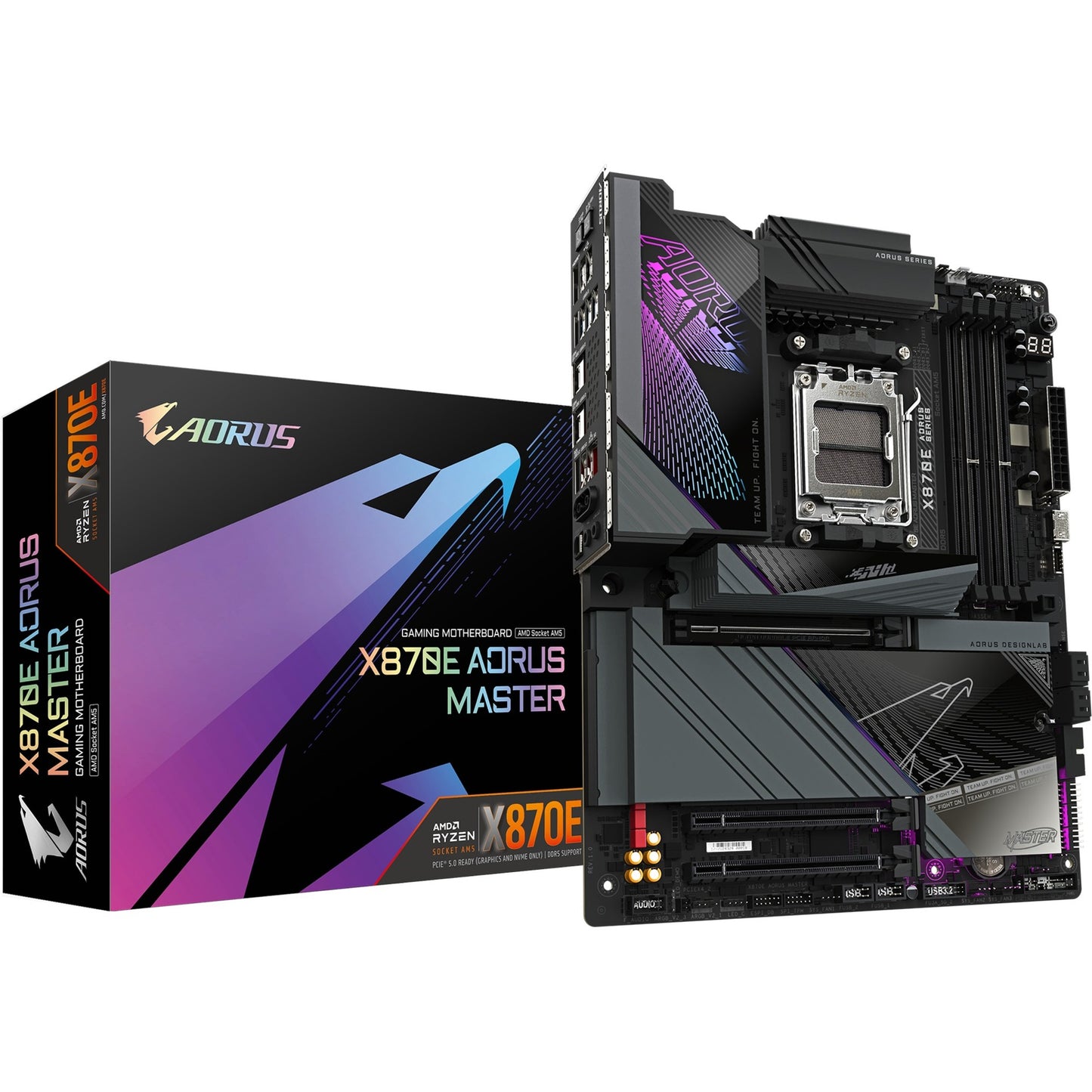 GIGABYTE x870e aorus master socket am5 moederbord (zwart, raid, 5 gb-lan, wi-fi 7, bt, sound, atx)