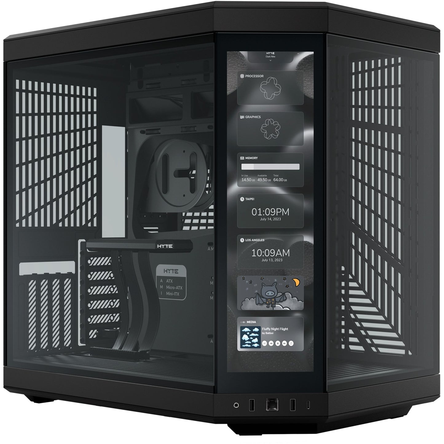 HYTE y70 touch infinite midi tower behuizing (zwart | 2x usb-a | 1x usb-c | tempered glass)