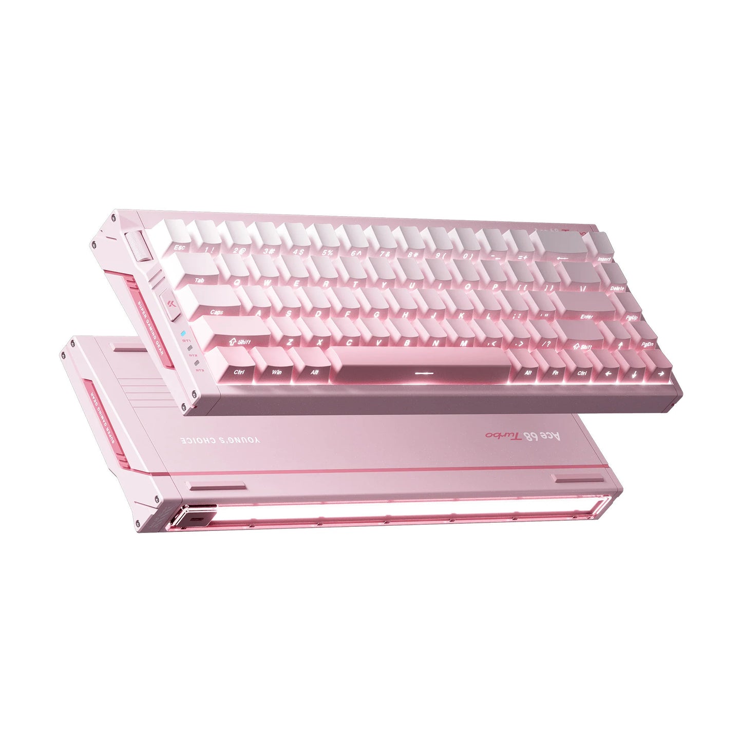 MCHOSE Ace 68 Turbo Full-aluminum Esports Hall Effect Keyboard (Lichtroze, US lay-out (QWERTY), Mount Tai GT HE, 65%, 16K, RGB, Hot swap, USB-C, Hall Effect Sensor)