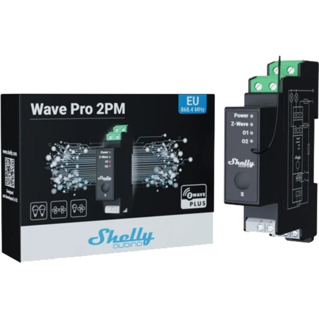 Shelly qubino wave pro 2pm relais (zwart)