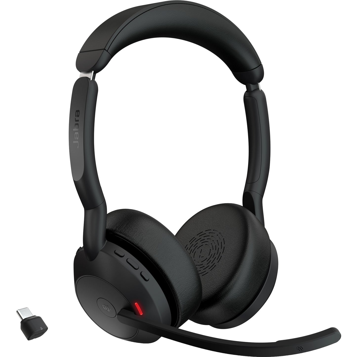 Jabra evolve2 55, incl. oplaadstandaard on-ear headset (zwart, stereo, uc, usb-c, link380c)