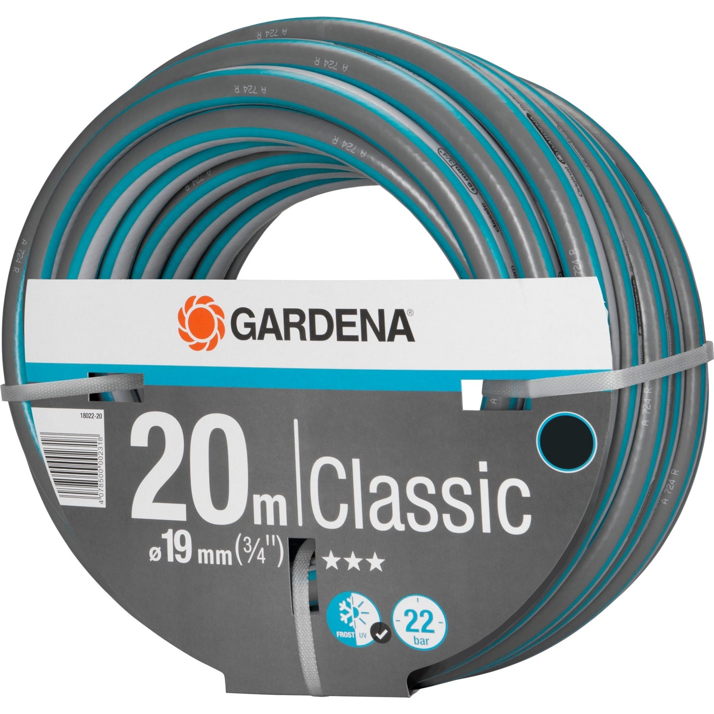 GARDENA classic slang 19 mm (3 4 ) (grijs turquoise, 18022-20, 20 m)