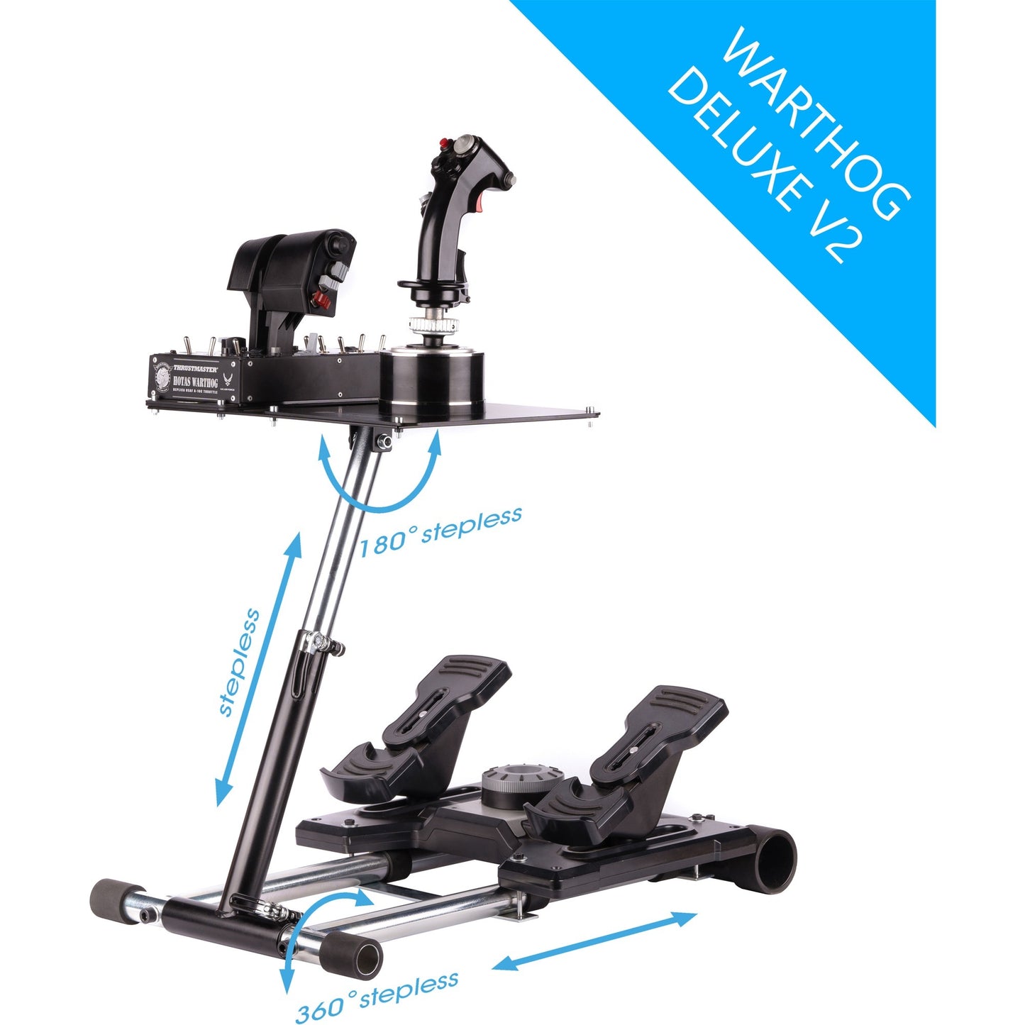 Wheel Stand Pro deluxe v2 thrustmaster hotas warth houder (zwart, voor thrustmaster hotas warthog, saitek x-55, x52, pro en x65)