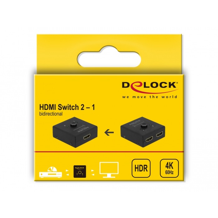 DeLOCK hdmi switch 2 - 1 bidirectional 4k 60 hz (zwart)