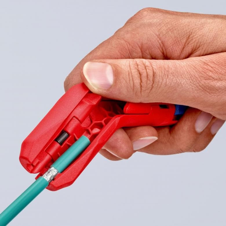 KNIPEX ergostrip universeel ontmantelingsgereedschap 16 95 02 sb kabelstrip- ontmantelingsgereedschap (rood blauw, links-handig)