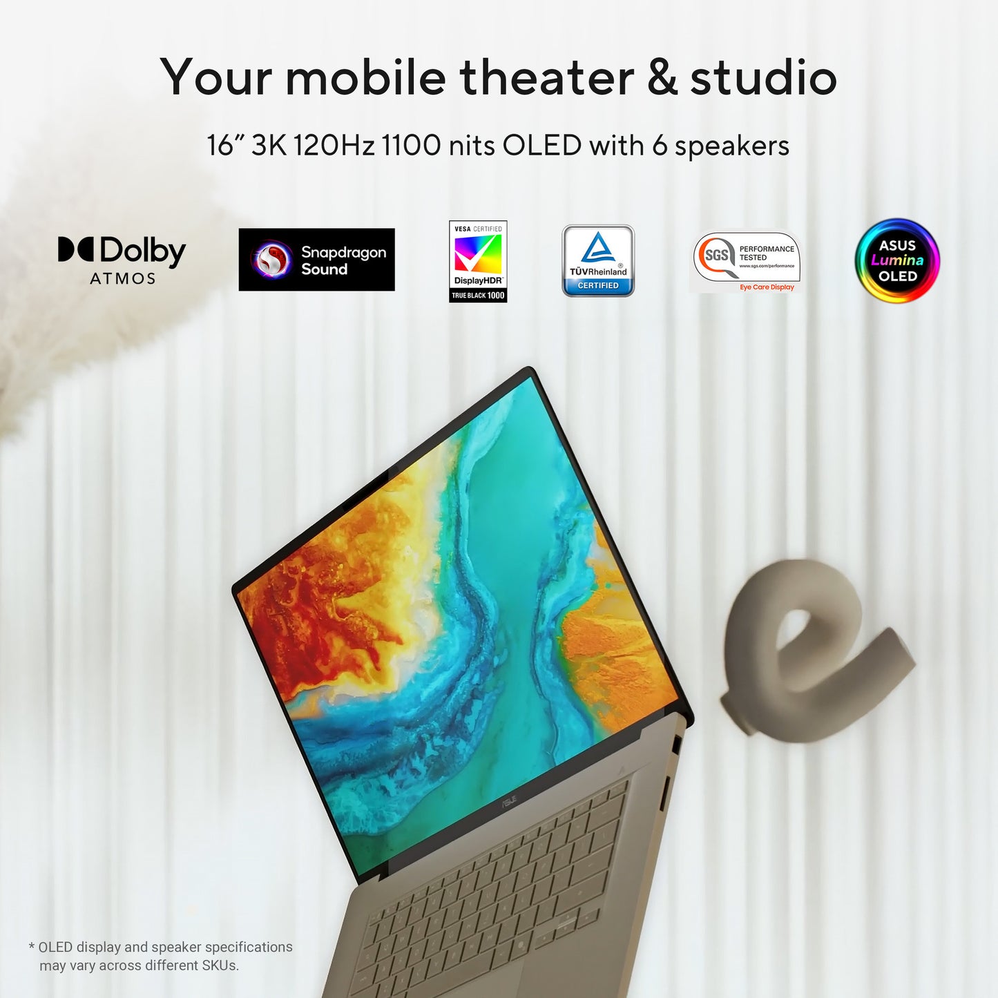 ASUS zenbook a16 ux3607oa-sq013w 16 copilot+ laptop (beige | snapdragon x2e-94-100 | qualcomm adreno | 48 gb | 1 tb ssd | oled)