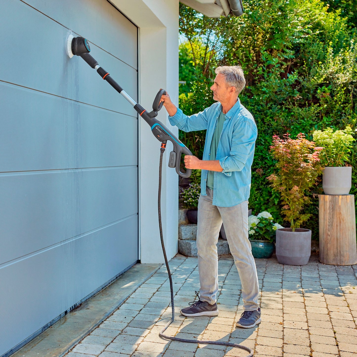 GARDENA accu-multireiniger aquabrush universal 04 18v p4a set vloerreiniger (grijs turquoise, 14842-20)