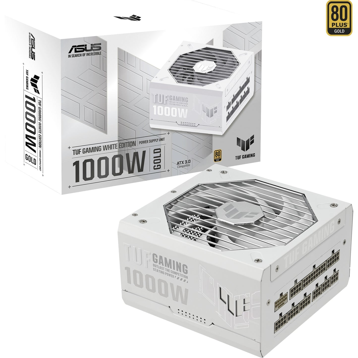ASUS tuf gaming gold white edition modulaire 1000 watt voeding (wit, 1x 12v-2x6, 4x pcie)