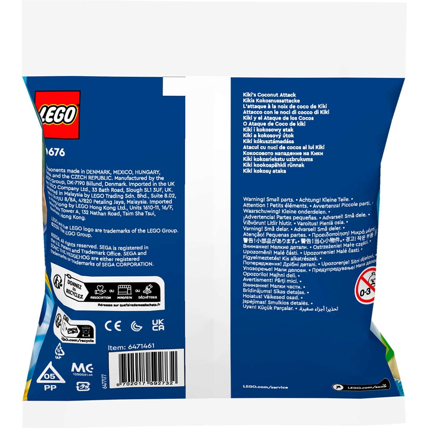 LEGO sonic the hedgehog - kiki's kokosnotenaanval constructiespeelgoed (30676)