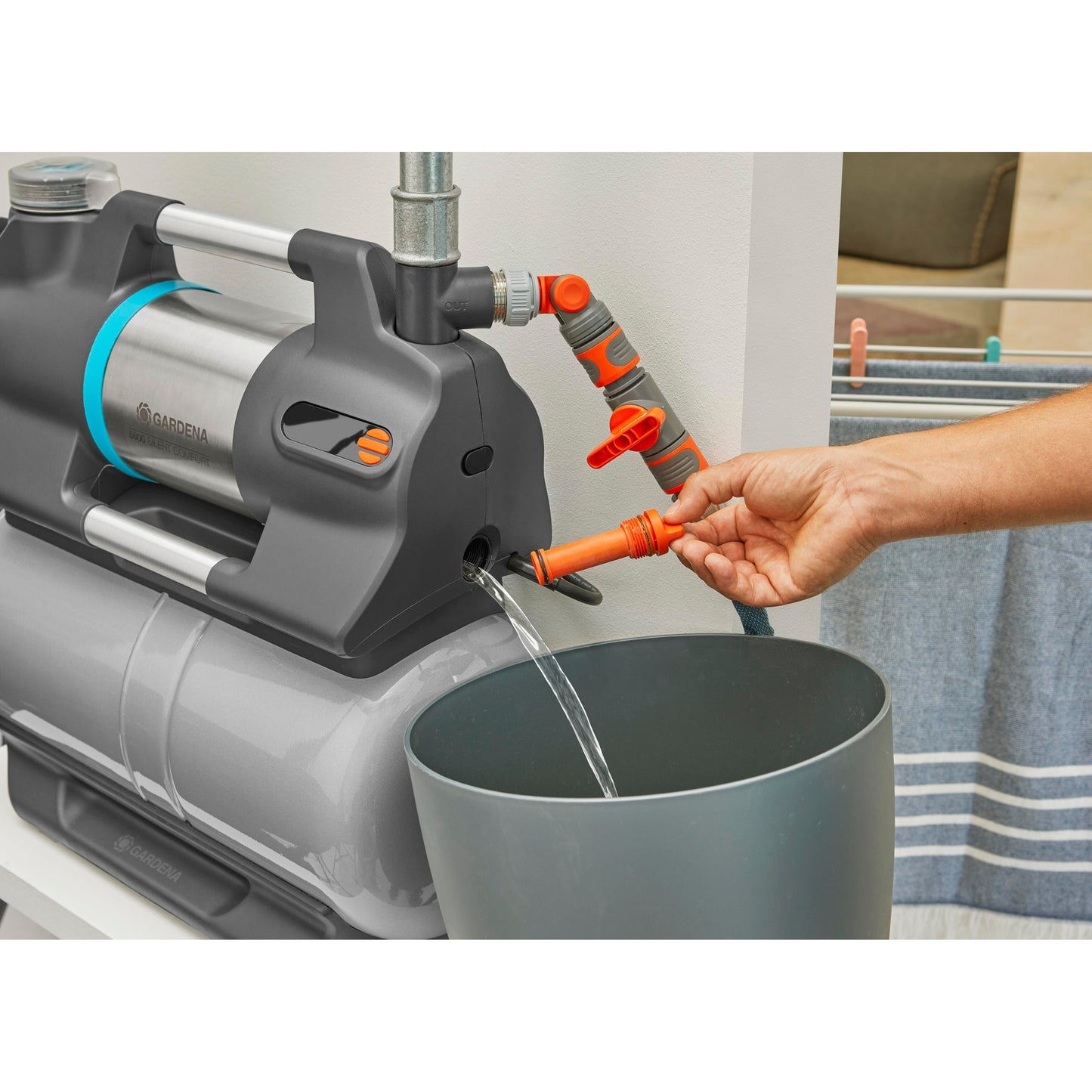 GARDENA hydrofoorpomp 6300 silentcomfort (grijs roestvrij staal, bluetooth)