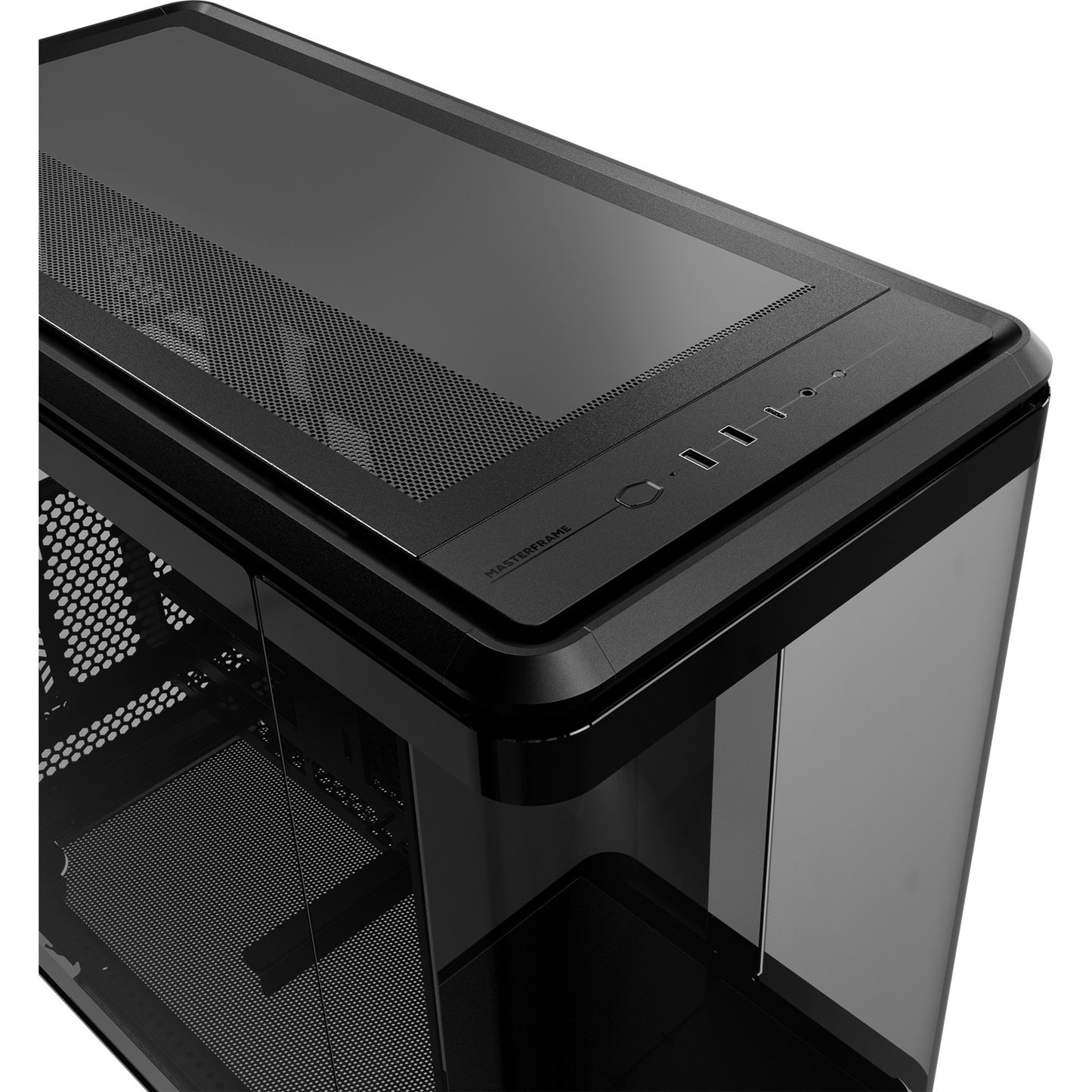 Cooler Master masterframe 360 panorama showcase behuizing (zwart | 2x usb-a | 1x usb-c | rgb | tempered glass)