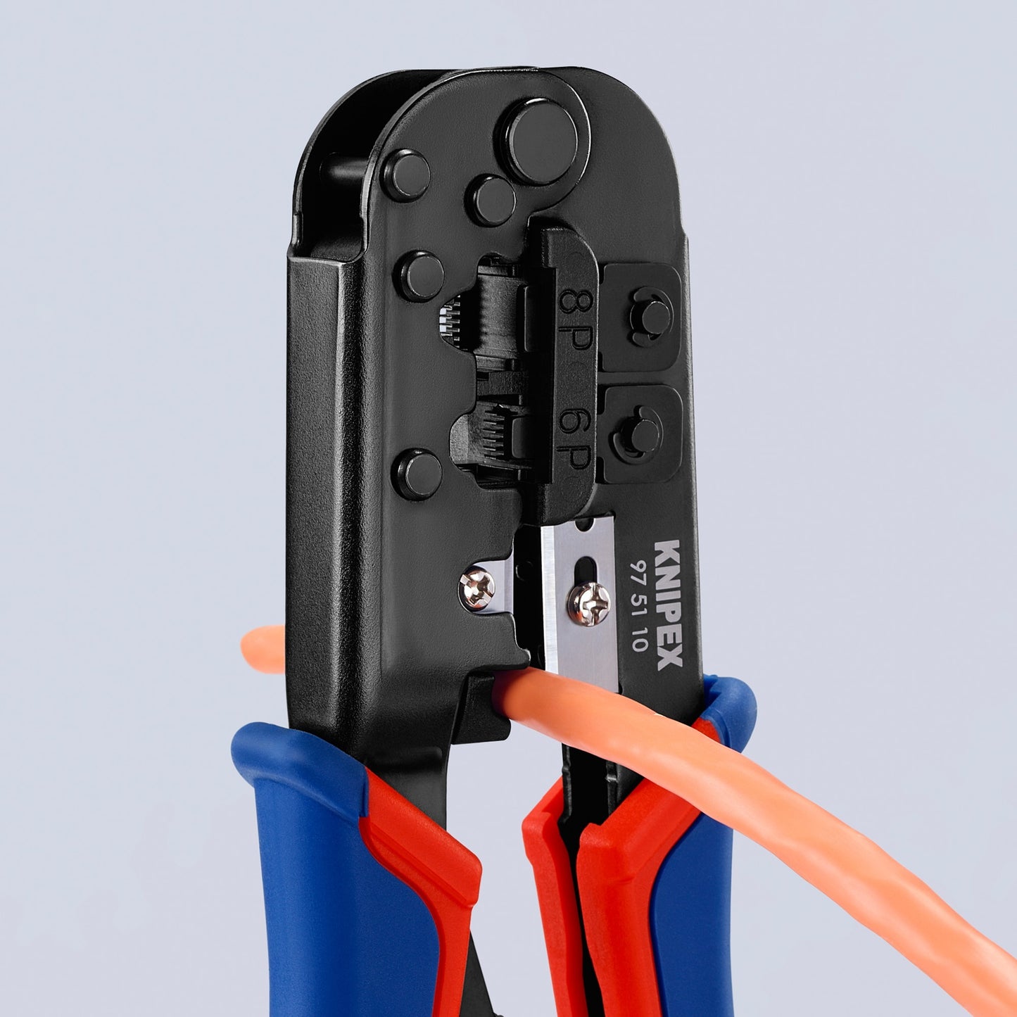 KNIPEX krimptang 97 51 10 sb (blauw rood, rj-11 12 en rj-45 stekker)