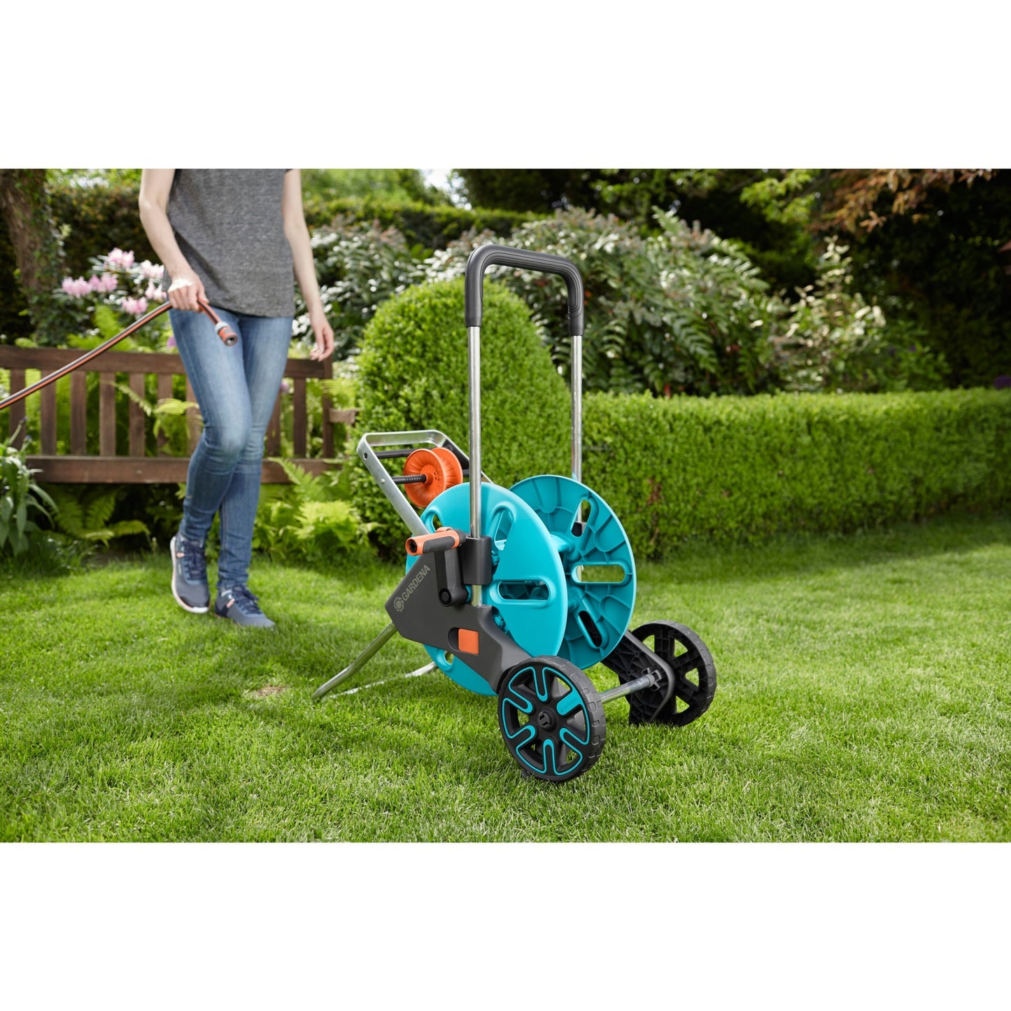 GARDENA slangenwagen aquaroll m easy (turquoise grijs, 18515-20)