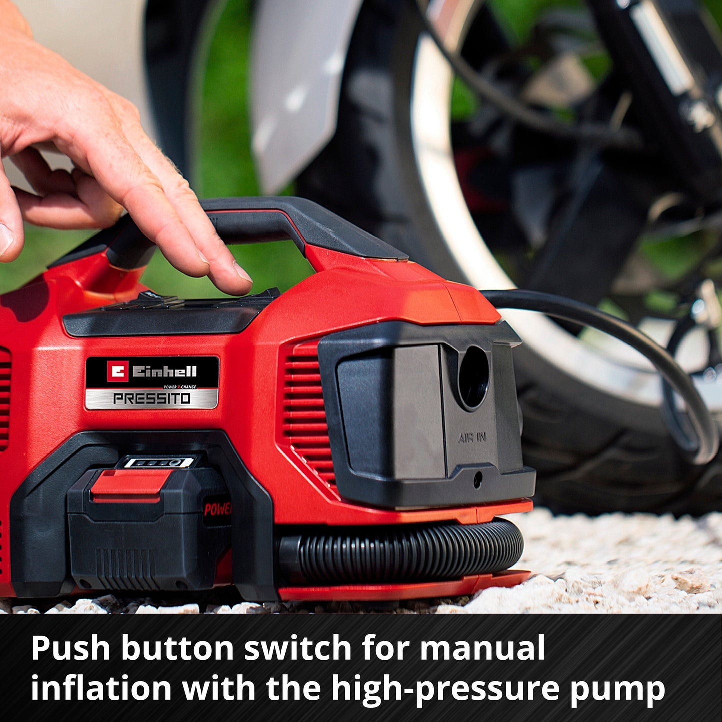 EINHELL accu compressor pressito 18 21 (rood zwart, accu en lader niet inbegrepen)