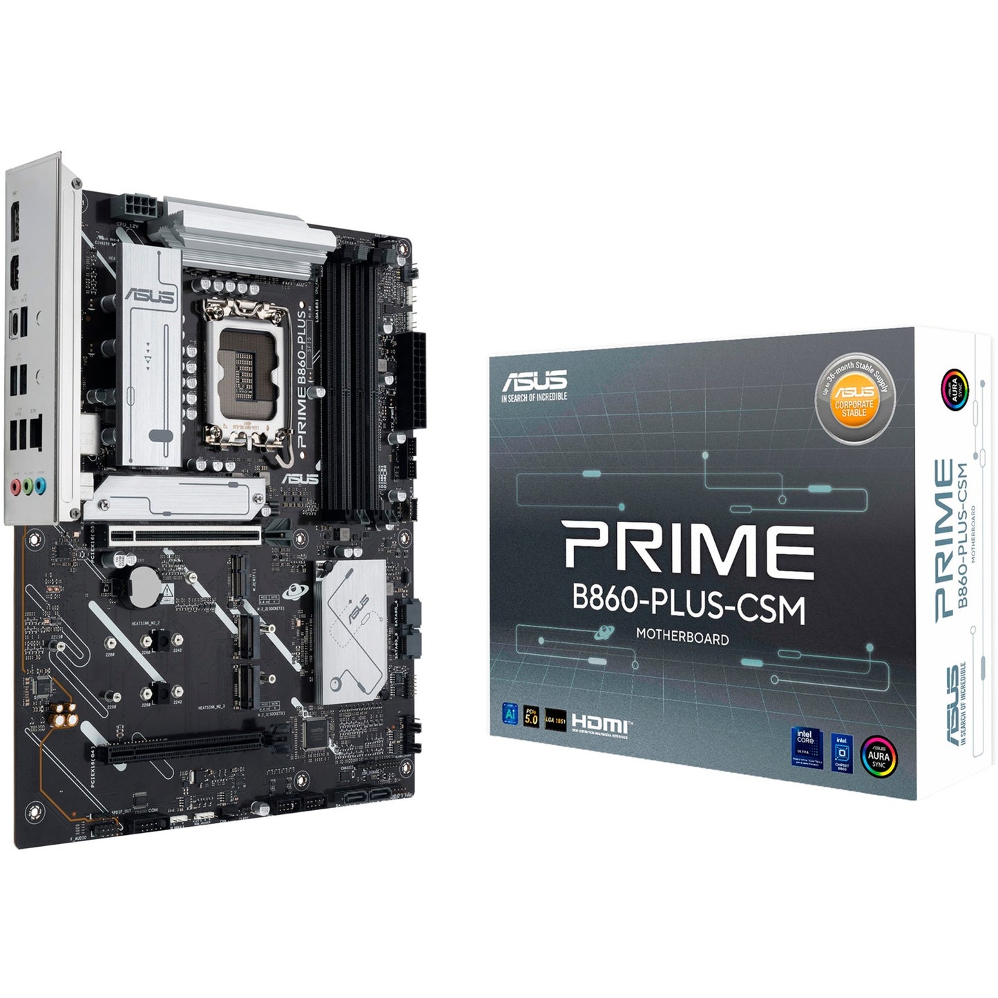 ASUS prime b860-plus-csm socket 1851 moederbord (raid, 2.5 gb-lan, sound, atx)