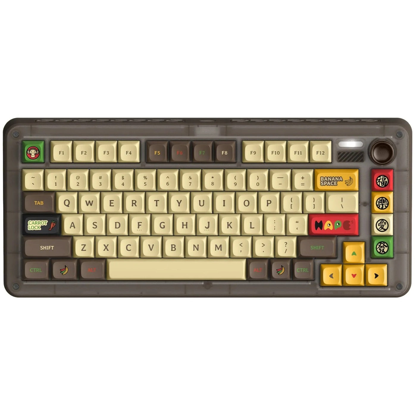 Iqunix ZX75 Happy Ape Wireless Mechanical Keyboard (Bruin, US lay-out (QWERTY), TTC Holy Panda, 75%, RGB leds, Hot-swappable, Double-shot PBT, 2.4GHz | Bluetooth 5.1 | USB-C)