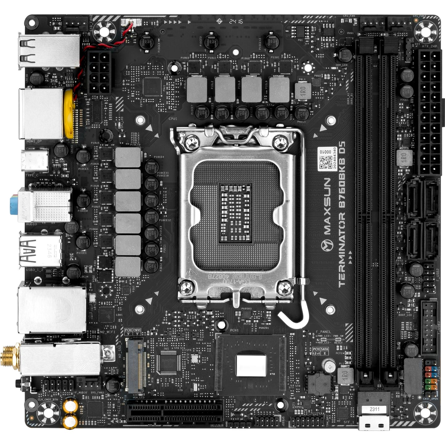 MAXSUN ms-terminator b760bkb d5 wifi socket 1700 moederbord (zwart, raid, 2.5 gb-lan, wlan, bt, sound, µatx)