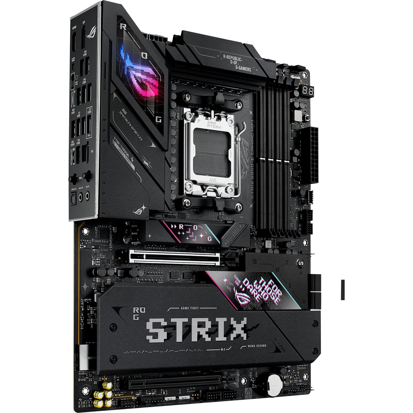 ASUS rog strix b850-e gaming wifi socket am5 moederbord (zwart, raid, 5gb-lan, wi-fi 7, bt, sound, atx)
