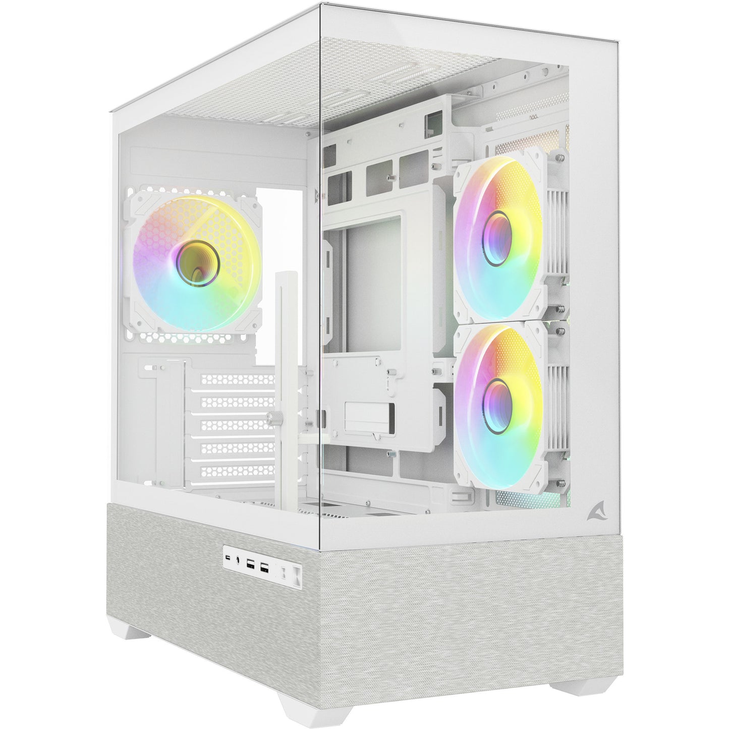 Sharkoon mk7 argb mini tower behuizing (wit | 2x usb-a | 1x usb-c | rgb | tempered glass)