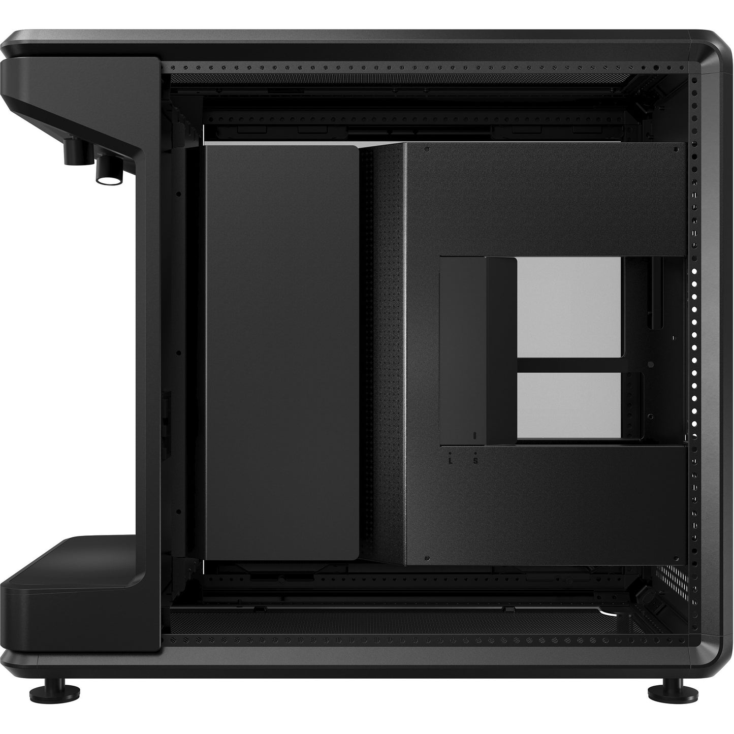 Cooler Master masterframe 360 stage lcd midi tower behuizing (zwart | 2x usb-a | 1x usb-c | tempered glass)