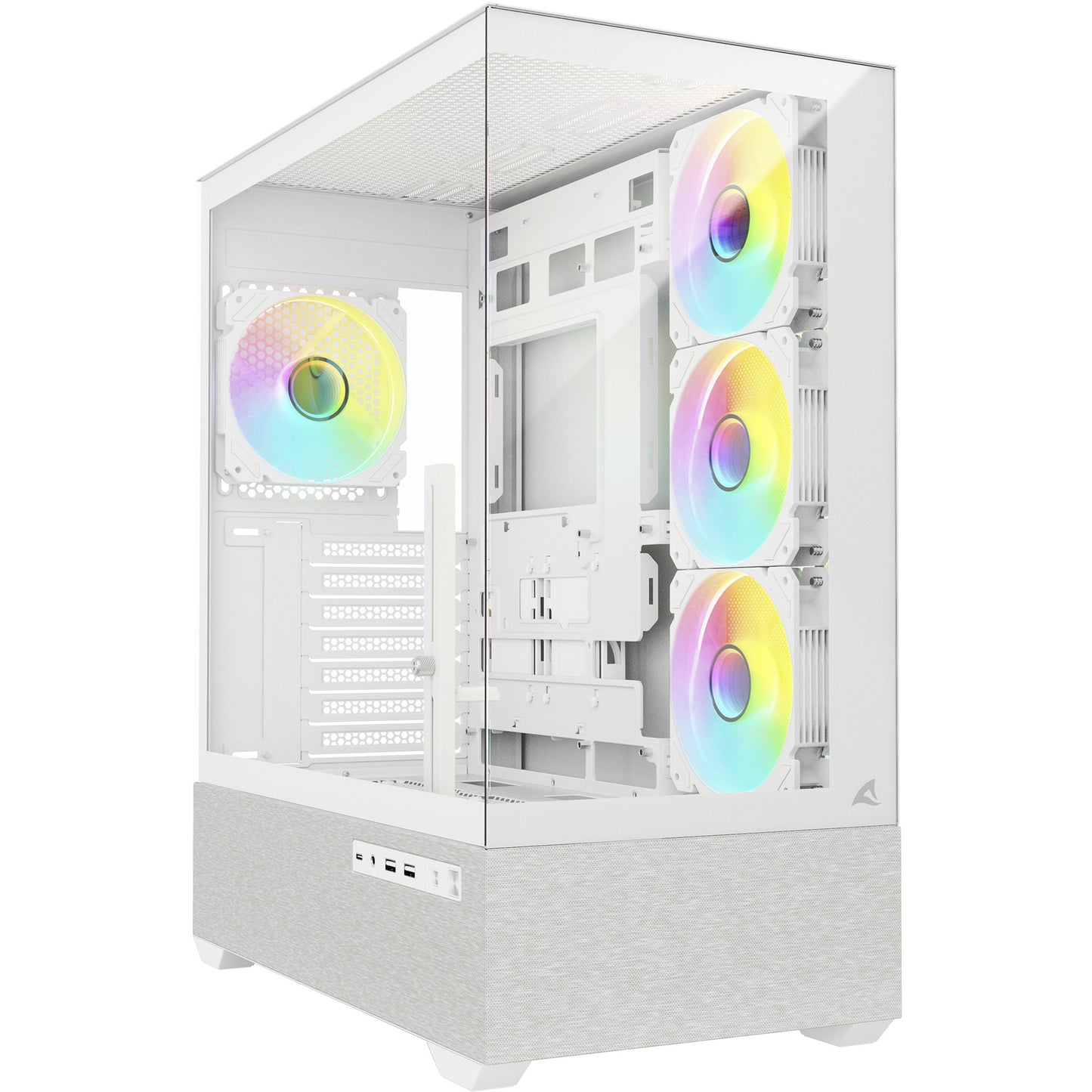 Sharkoon ak7 argb midi tower behuizing (wit | 2x usb-a | 1x usb-c | rgb | window)