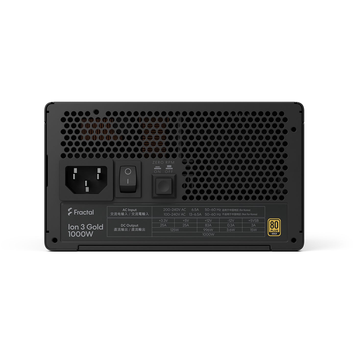 Fractal Design ion gold 3 modulaire 1000 watt voeding (zwart, 1x 12v-2x6, 3x pcie)