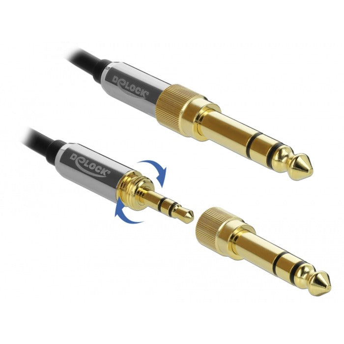 DeLOCK stereokabel 3,5 mm 3 pin-stekker > 3,5 mm 3 pin-stekker (zwart, 5 meter)