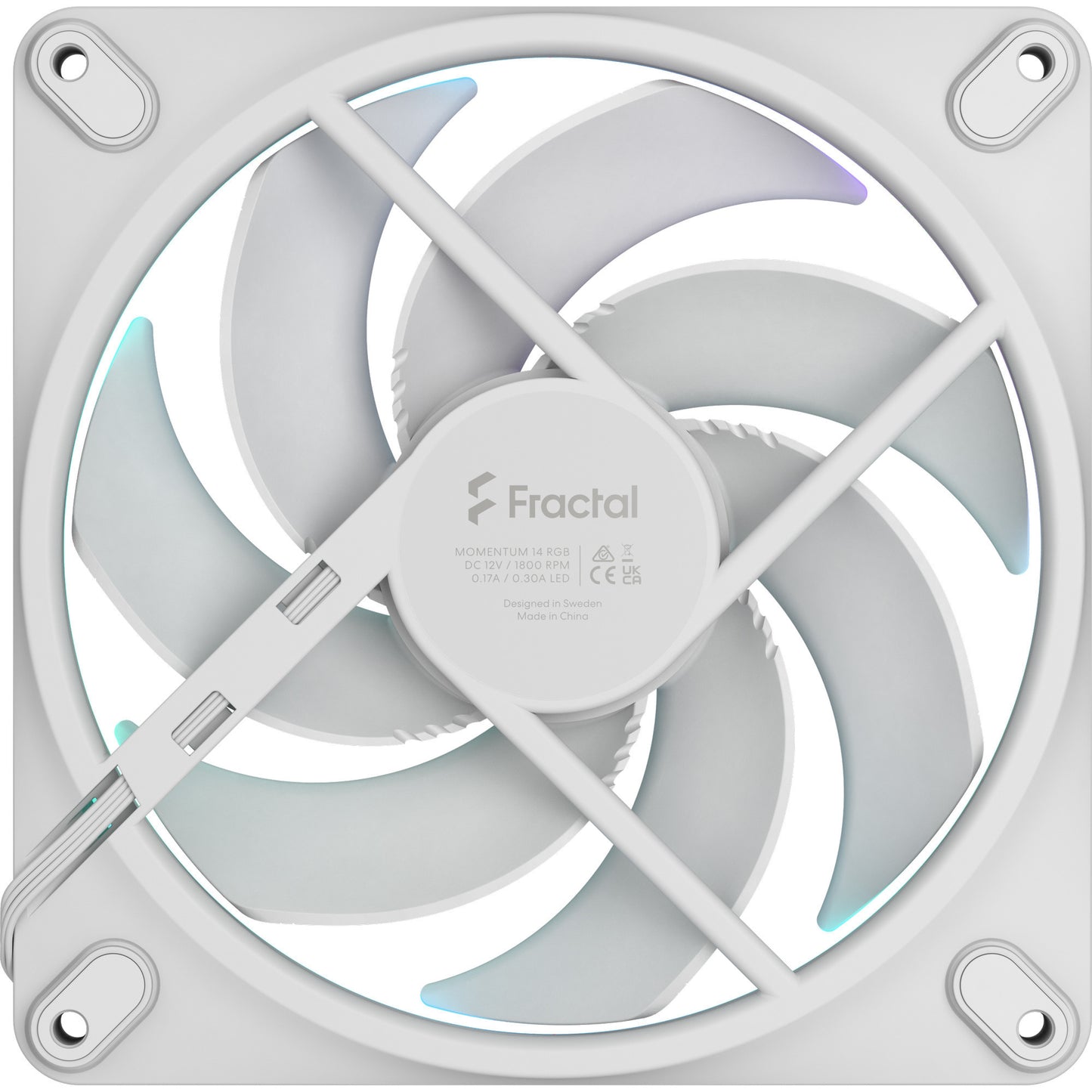 Fractal Design momentum 14 rgb case fan (wit, 140 x 140 x 25 mm, pwm)