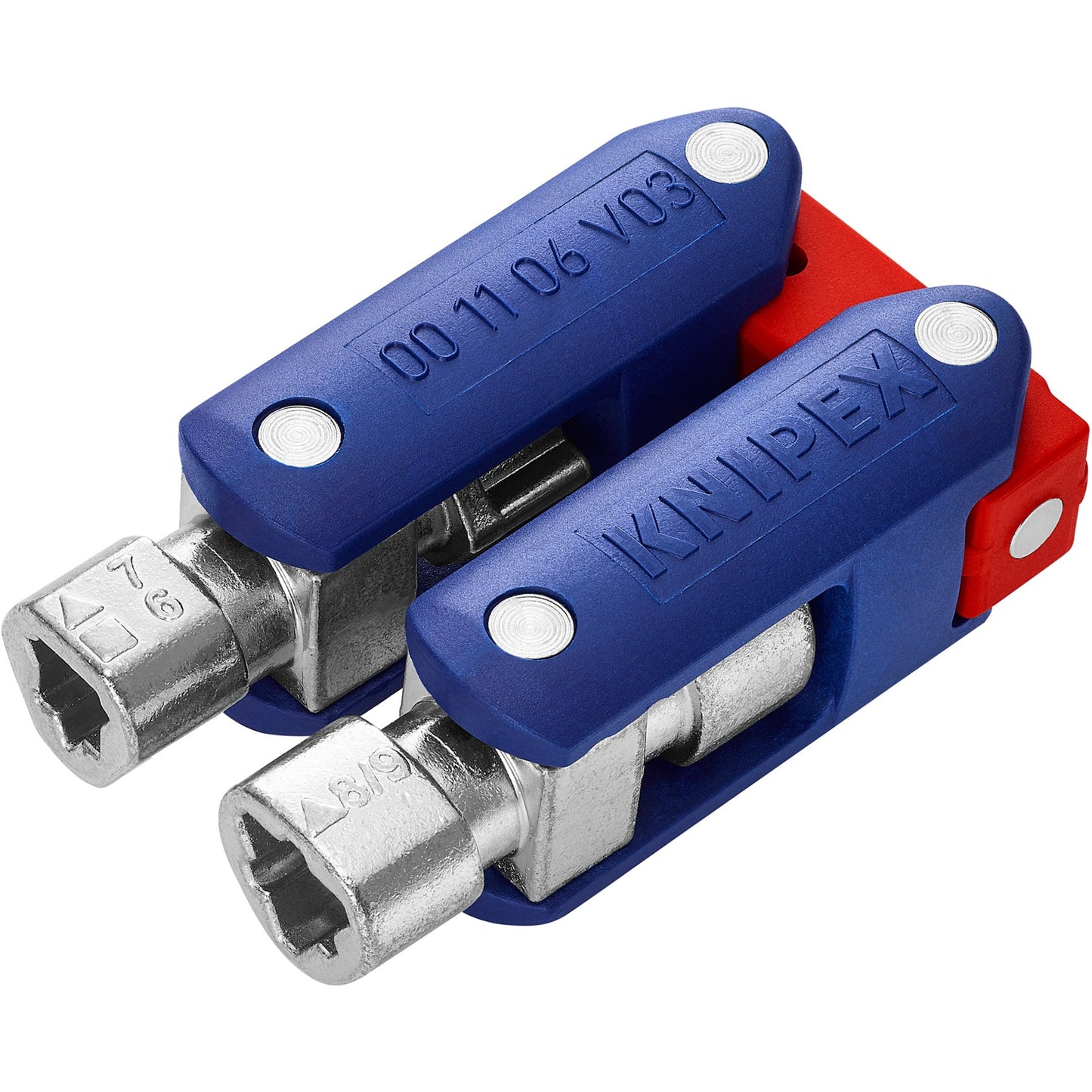 KNIPEX schakelkastsleutel doublejoint 00 11 06 v03 dopsleutel (blauw rood)