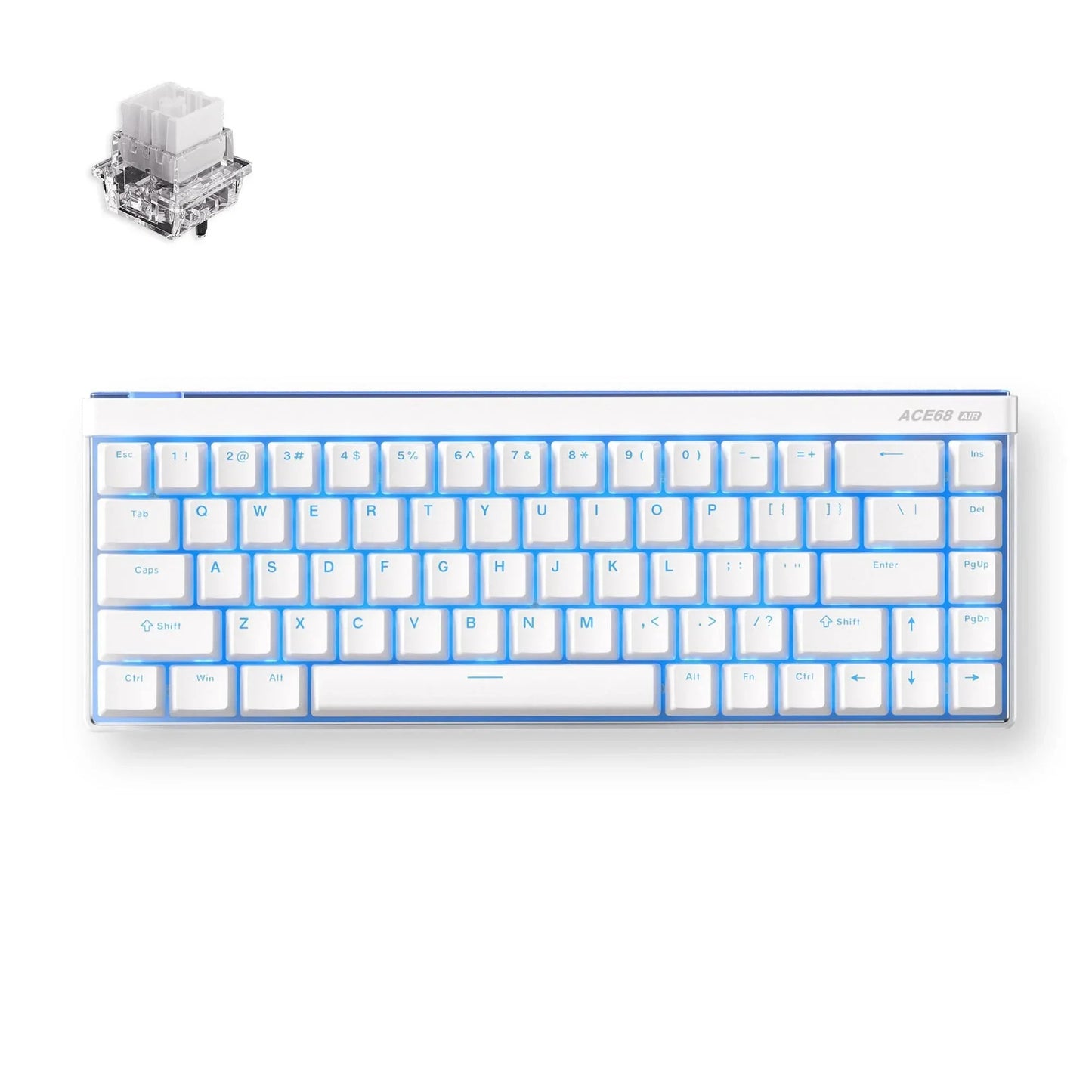 MCHOSE Ace 68 Air Hall Effect Magnetic Switch Gaming Keyboard (Wit, US lay-out (QWERTY), Mount Tai GT HE, 65%, RGB, Hot swap, PBT Keycaps, USB-C, Hall Effect Sensor)