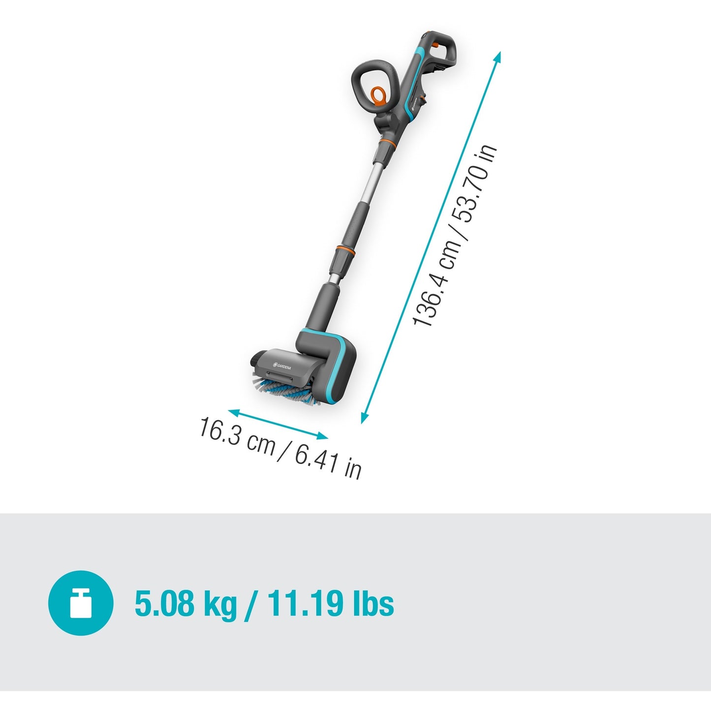 GARDENA aquabrush universal accu-multireiniger 04 18v p4a solo vloerreiniger (grijs turquoise, 14842-55, power for all alliance, accu en lader niet inbegrepen)