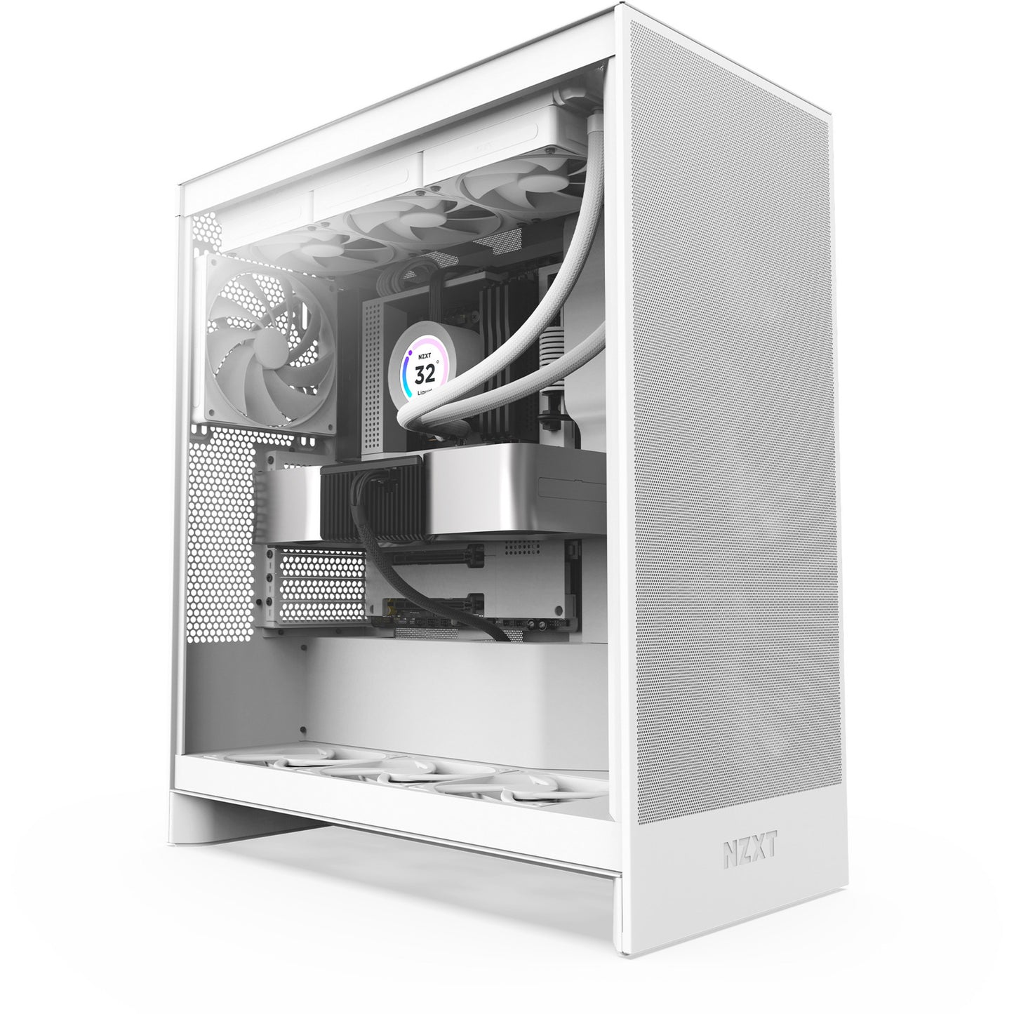 NZXT h7 flow (2024) midi tower behuizing (wit | 2x usb-a | 1x usb-c | tempered glass)