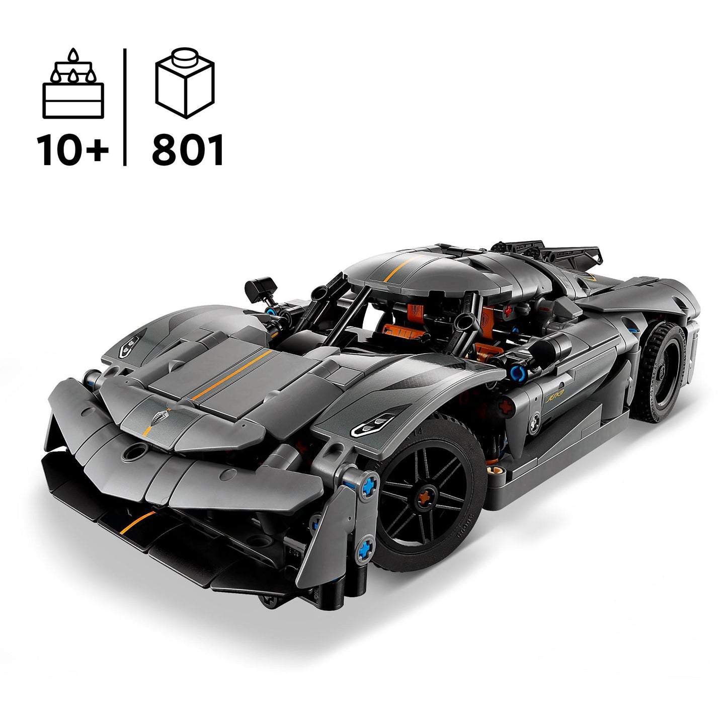 LEGO technic 42173 koenigsegg jesko absolut grijze hypercar